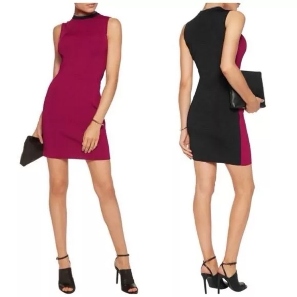 Rag & Bone Lucine Color Block Knit Mini Plum Dress XS $398